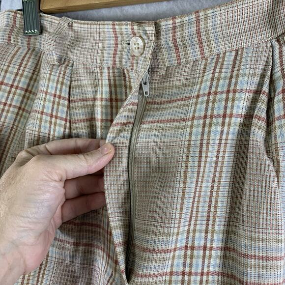 VTG Lands End Womens Plaid Skirt Sz S/M Academia Preppy Countryside Cotton Linen - Picture 3 of 12
